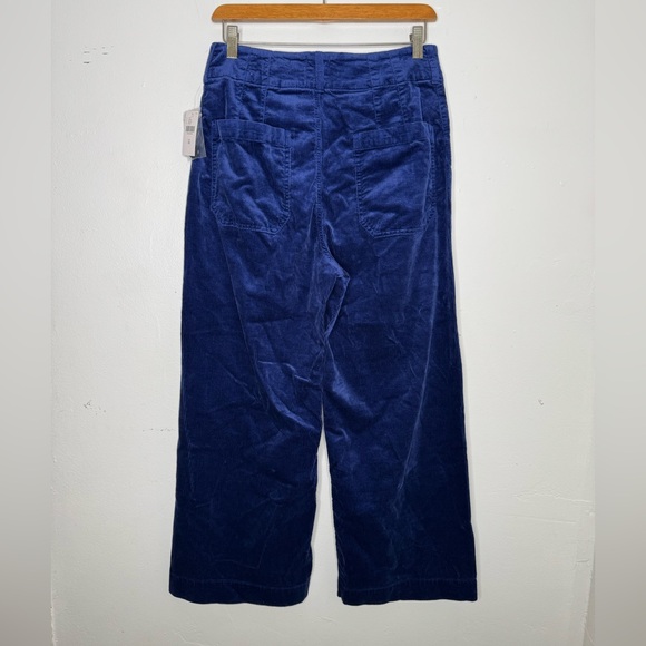 Anthropologie Maeve The Colette blue velvet cropped wide leg pants retro boho - Picture 5 of 9